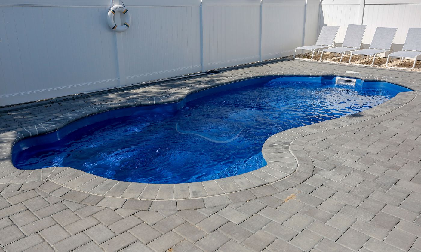 free form shaped fiberglass pool in nj