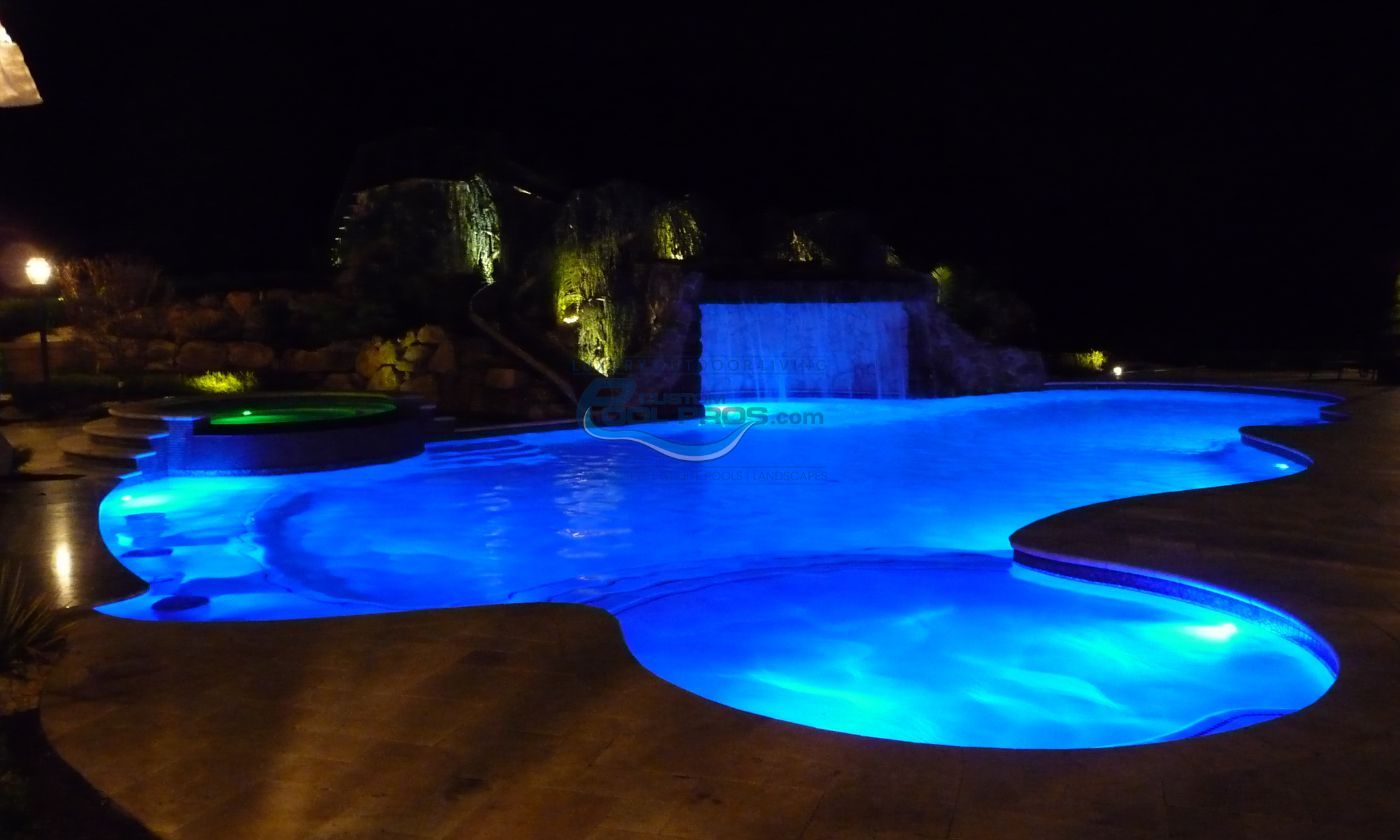 Poolside Paradise at Night in Barrington